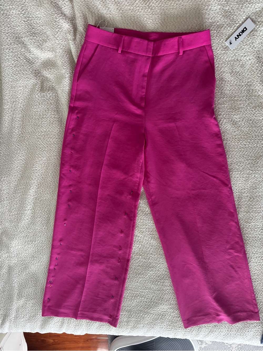 DKNY Bright Fuchsia Wide-Leg Pants size 12 length 32 inches